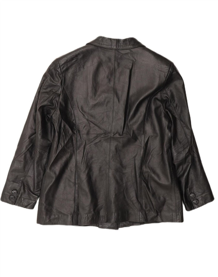 MICHEL Womens Leather Jacket IT 48 XL Black Leather