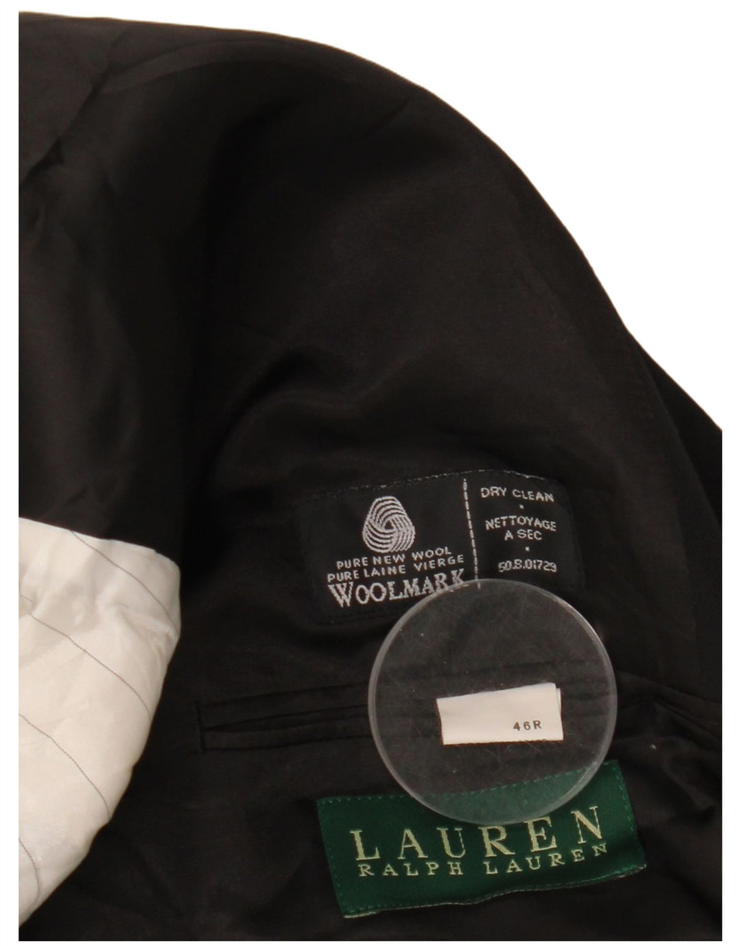 Ralph Lauren Ανδρικό σακάκι με 2 κουμπιά σακάκι UK 46 2XL μαύρο μαλλί