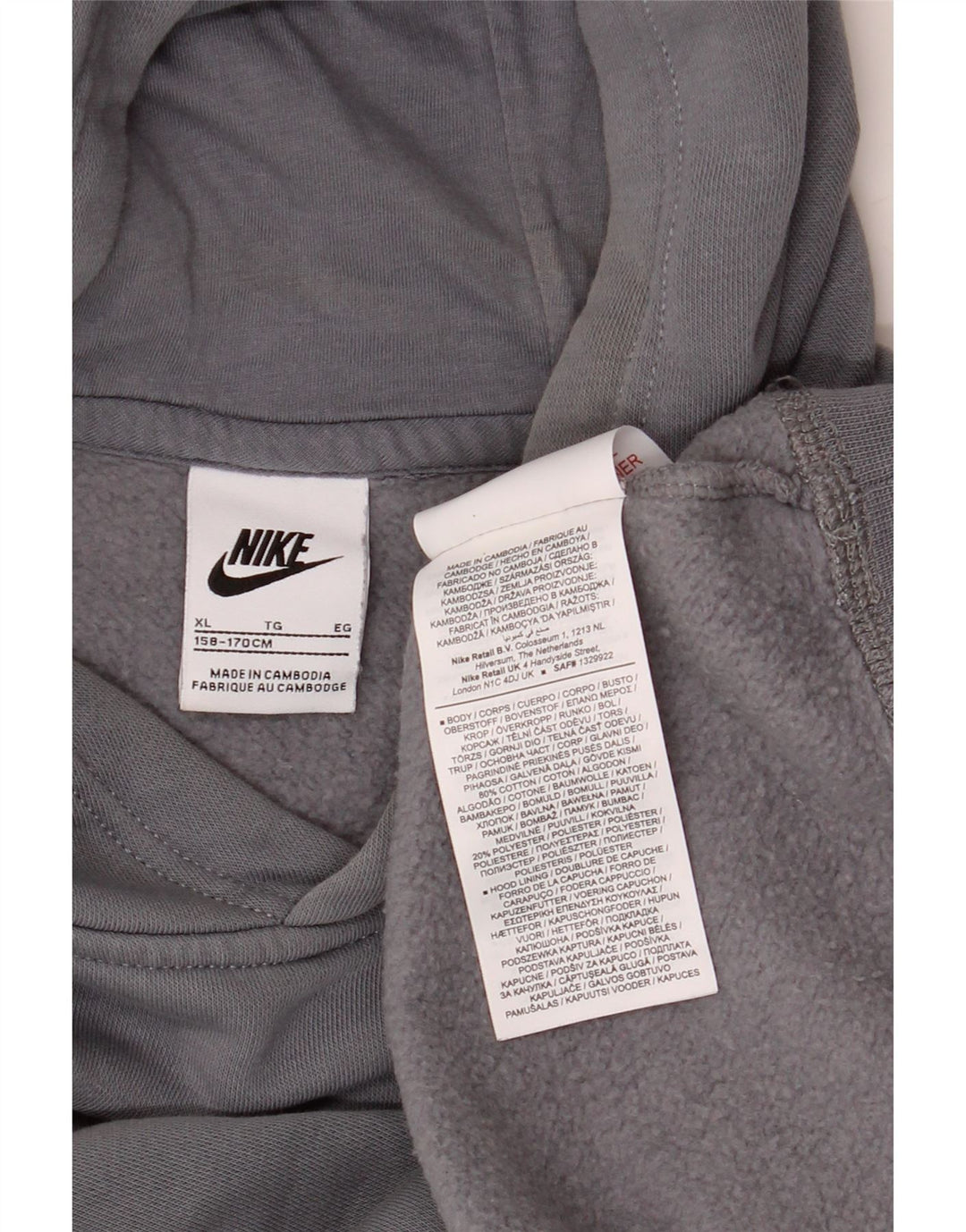 NIKE Boys Graphic Hoodie Jumper 13-14 ετών XL Γκρι βαμβακερό
