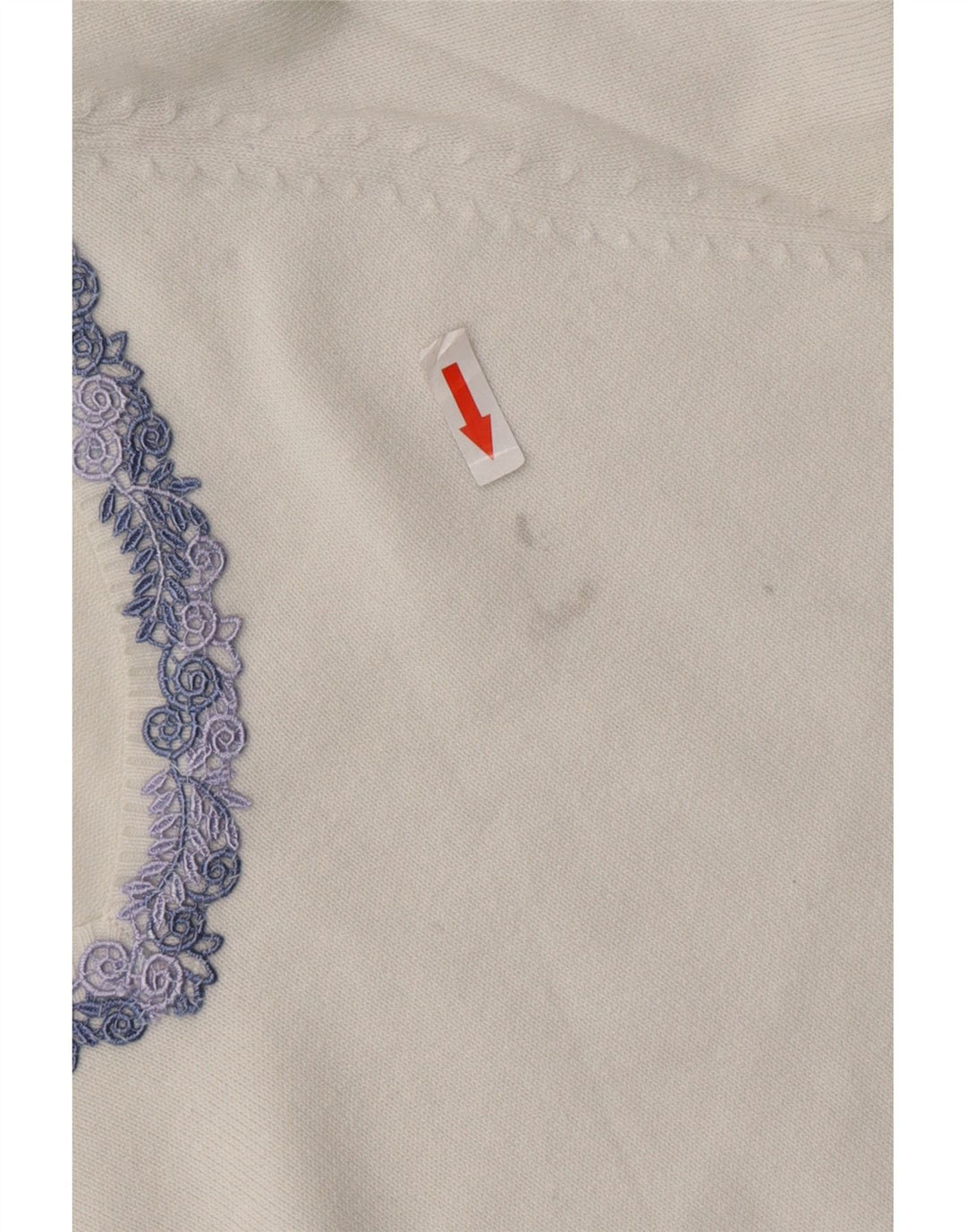 Γυναικείο πουλόβερ ZARA με V λαιμόκοψη UK 14 μεγάλο λευκό βαμβακερό