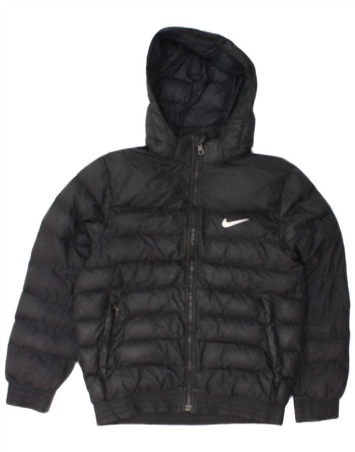 Μπουφάν Nike Boys με κουκούλα με επένδυση 12-13 ετών, μαύρο πολυεστέρα