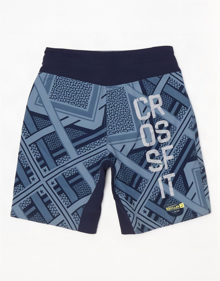 Γραφικό κολυμβητικό σορτς Reebok Ανδρικό Cross Fit σε μεσαίο μπλε γεωμετρικό