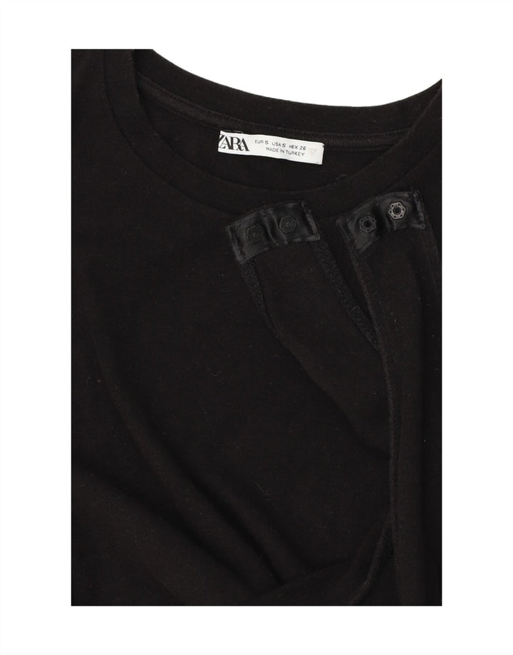 ZARA Womens Long Sleeve Bodysuit UK 8 Small Black Vintage Zara and Second-Hand Zara from Messina Hembry 