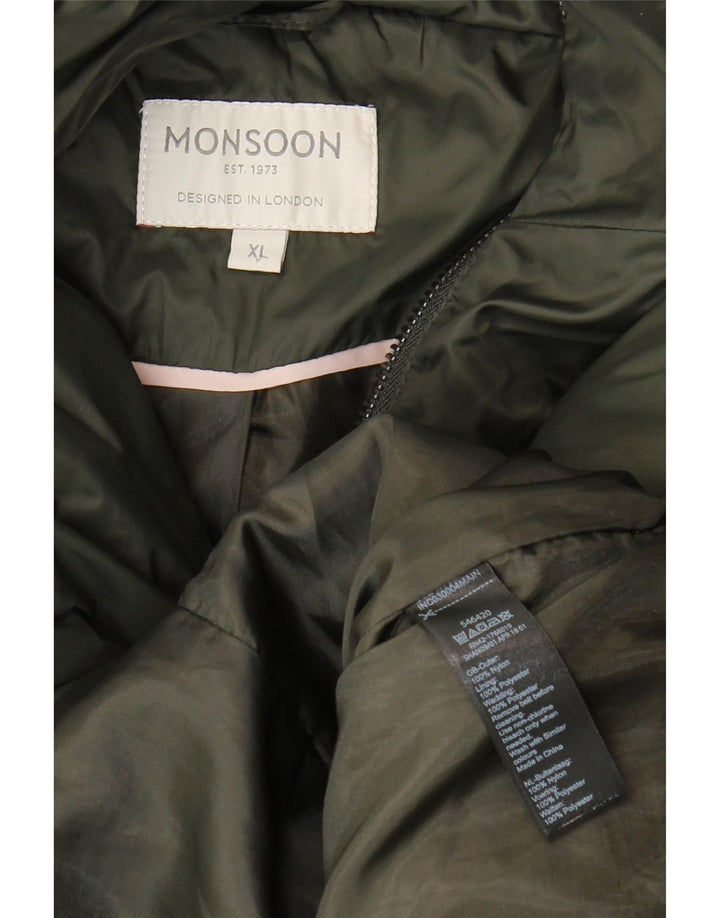 Γυναικείο μπουφάν με κουκούλα MONSOON UK 18 XL Khaki Nylon