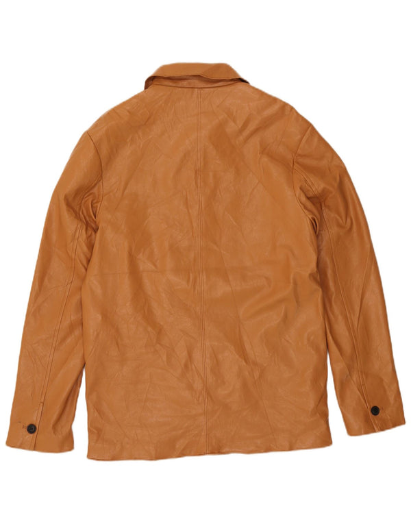 Zara Ανδρικό Μπουφάν από Faux Leather UK 36 Small Brown Πολυουρεθάνης