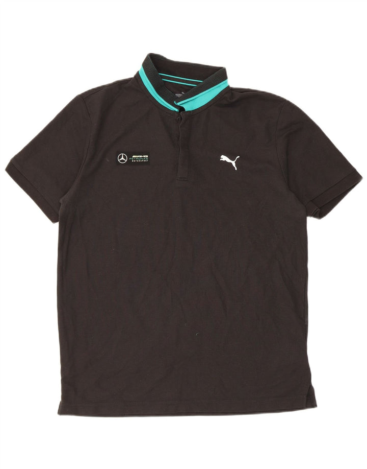 Ανδρικό πουκάμισο πόλο Puma, μεσαίο μαύρο χρώμα, βαμβακερό