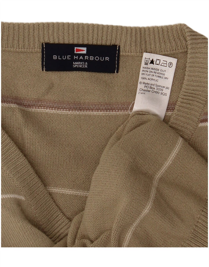 Ανδρικό πουλόβερ Marks & Spencer Blue Harbour με V-Neck Jumper Μεσαίο Χακί