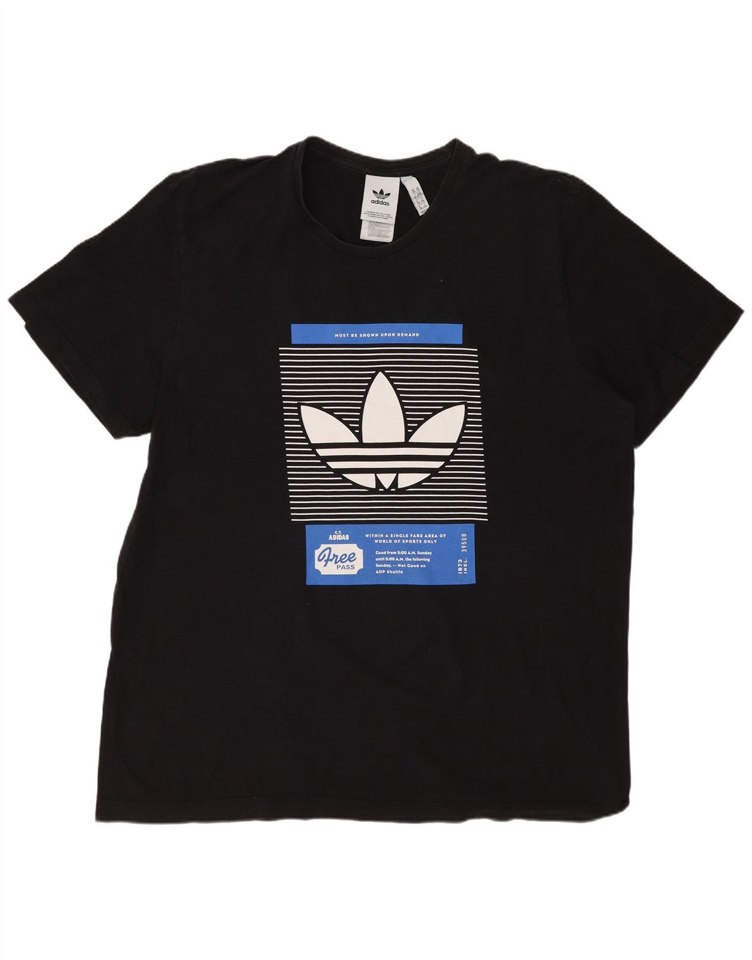 Ανδρικό γραφικό T-Shirt ADIDAS Top 2XL Μαύρο βαμβακερό