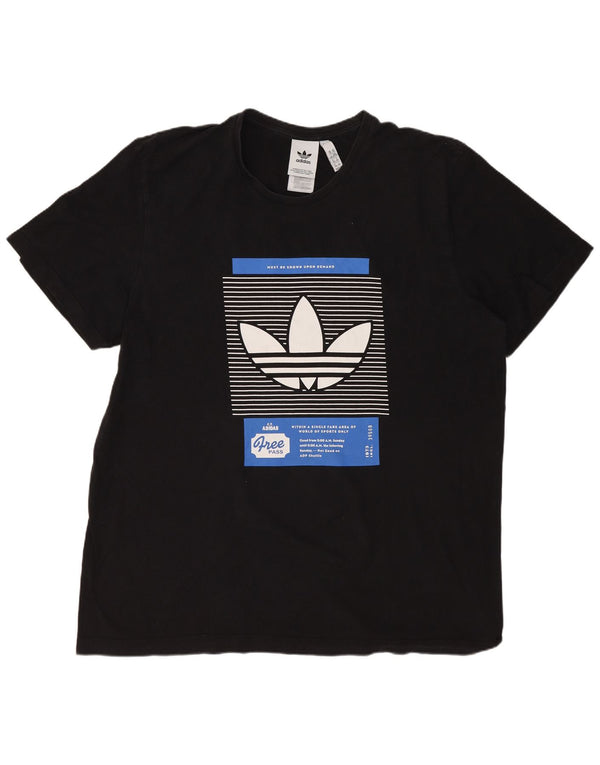 Ανδρικό γραφικό T-Shirt ADIDAS Top 2XL Μαύρο βαμβακερό