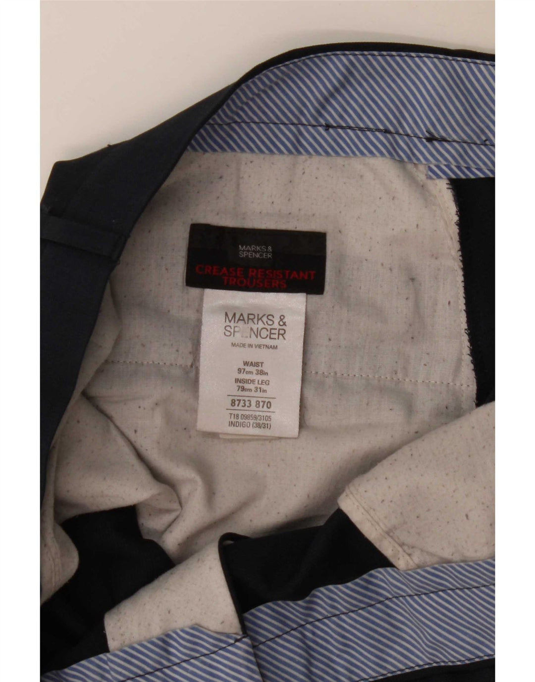 Ανδρικό ίσιο παντελόνι Marks & Spencer W38 L31 Navy Blue Polyester