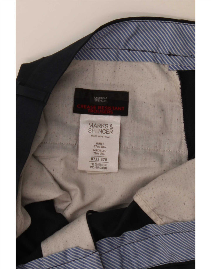 Ανδρικό ίσιο παντελόνι Marks & Spencer W38 L31 Navy Blue Polyester