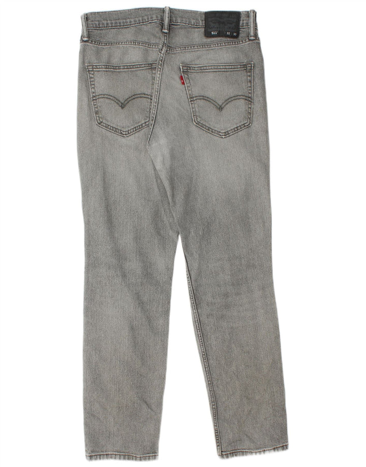 Levi's Mens 511 Distressed Slim Jeans 32 L30 Γκρι βαμβακερό