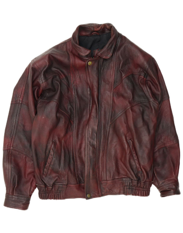 Vintage Ανδρικό Δερμάτινο Μπουφάν UK 42 XL Burgundy Tie Dye