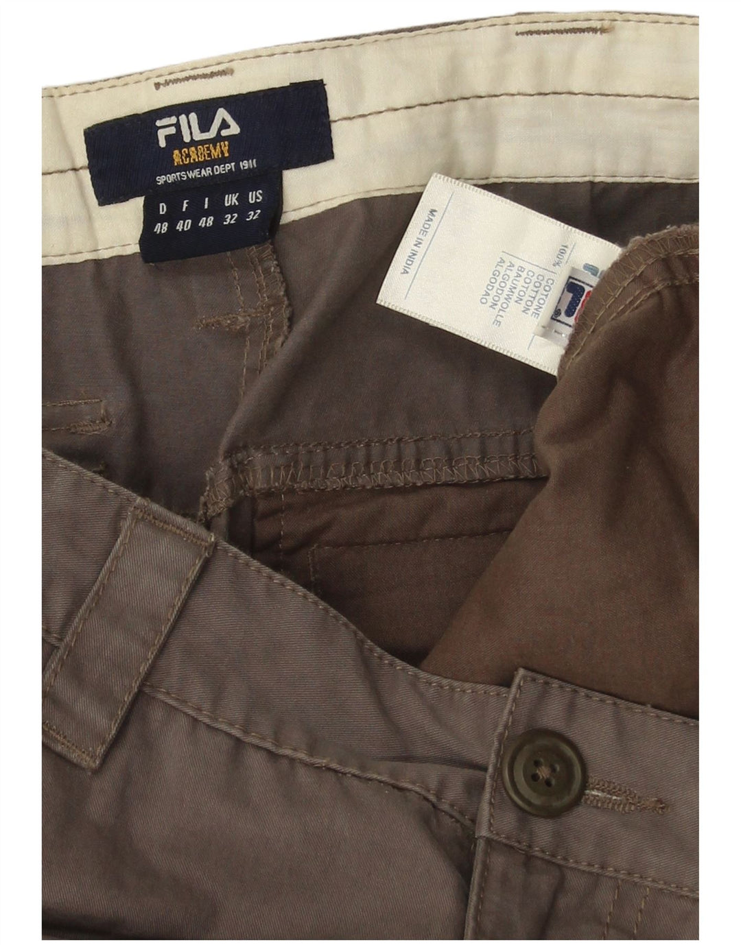 Fila Ανδρικό ίσιο παντελόνι Cargo W32 L28 Καφέ Βαμβακερό