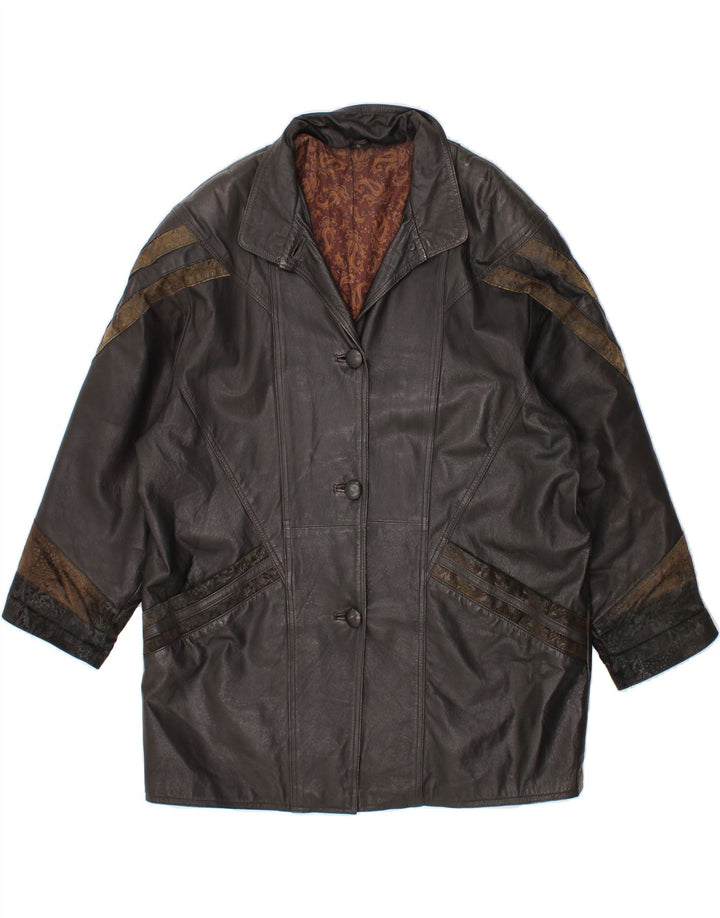 VINTAGE Womens Leather Coat IT 46 Large Black Vintage Vintage and Second-Hand Vintage from Messina Hembry 