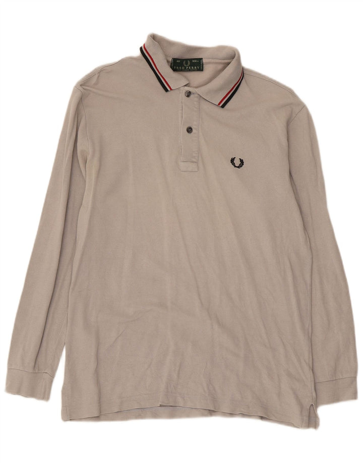 Fred Perry Ανδρικό μακρυμάνικο μπλουζάκι πόλο, μεσαίο γκρι βαμβακερό Classic