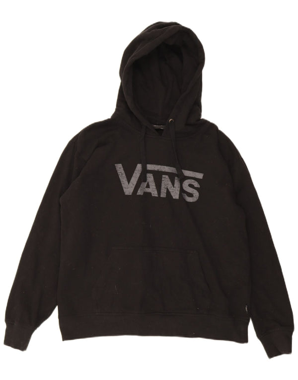 Vans Womens Graphic Oversized Hoodie Jumper UK 10 Small Black Cotton