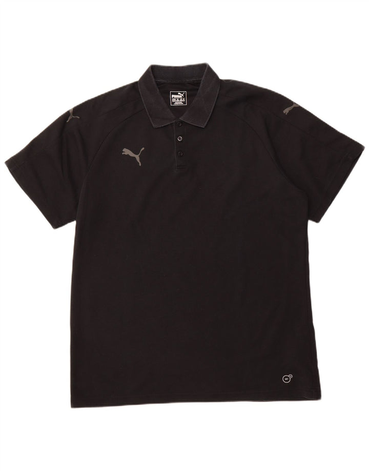 Ανδρικό πουκάμισο πόλο PUMA 2XL μαύρο βαμβακερό