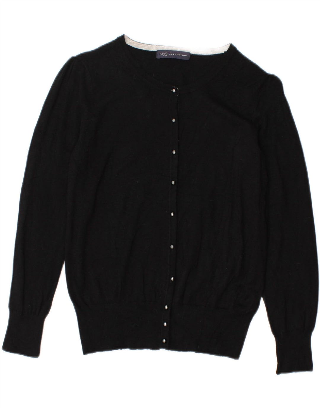 MARKS & SPENCER Womens Cardigan Sweater UK 12 Medium Black Viscose Vintage Marks & Spencer and Second-Hand Marks & Spencer from Messina Hembry 