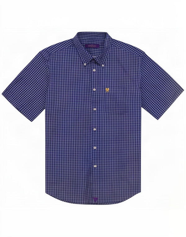 Vintage Ανδρικό κοντομάνικο πουκάμισο XL Blue Check Cotton