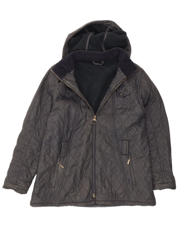 Barbour Womens Hooded Quilted Jacket UK 20 2XL Navy Blue