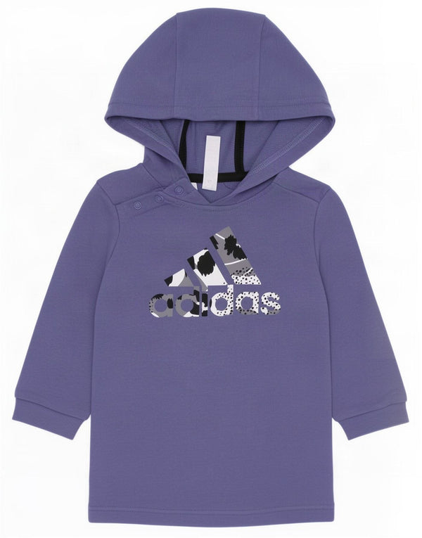 Adidas Baby Girls Graphic Hooded Jumper φόρεμα 9-12 μηνών Μωβ βαμβακερό