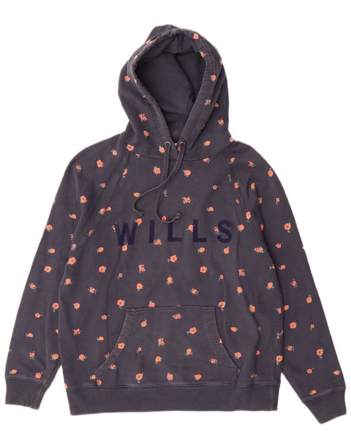 Jack Wills Γυναικείο Γραφικό Hoodie Jumper UK 12 Medium Navy Blue Cotton