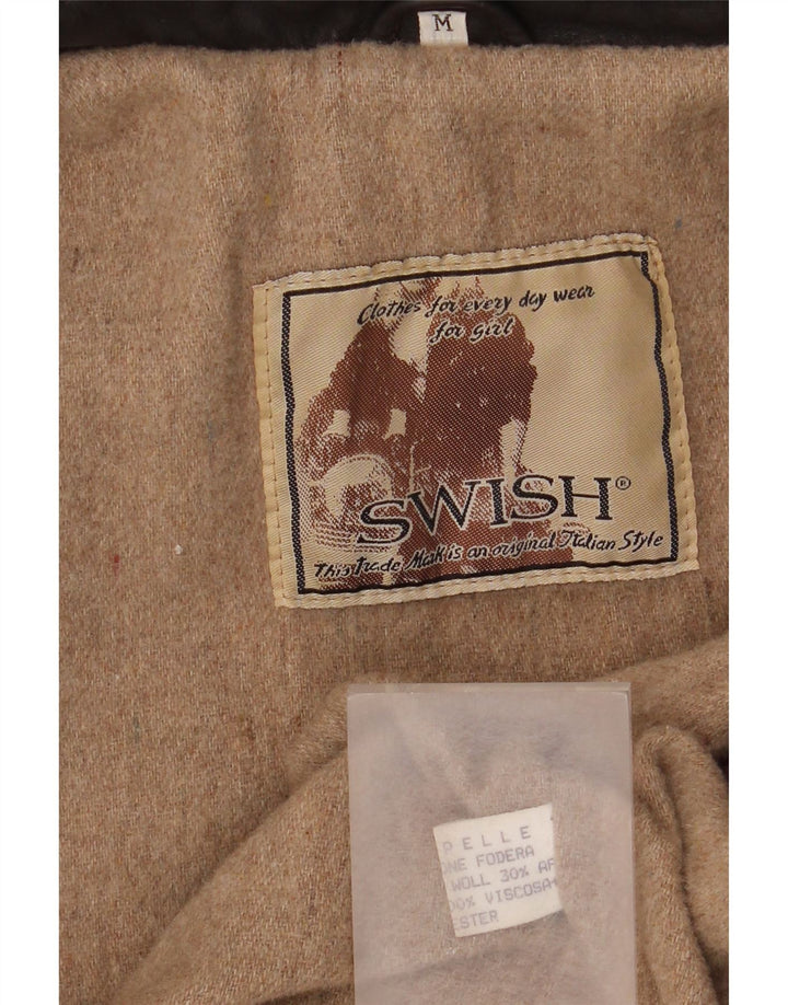 Swish Γυναικείο Δερμάτινο Μπουφάν UK 14 Μεσαίο Καφέ Δερμάτινο