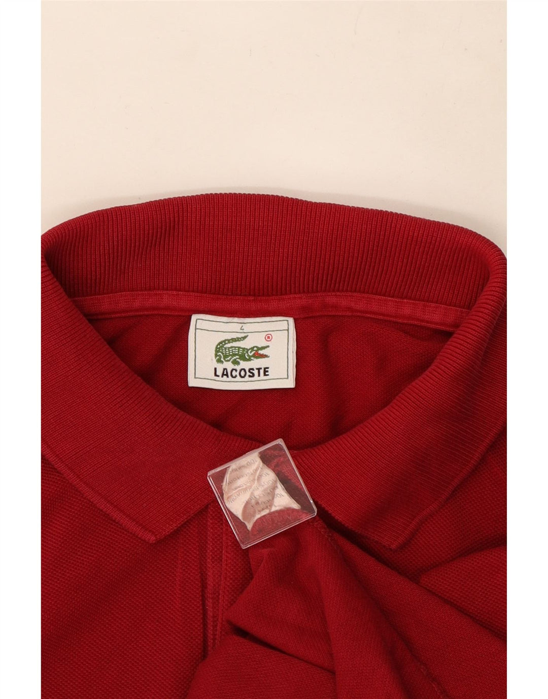 Ανδρικό μακρυμάνικο μπλουζάκι πόλο Lacoste Νούμερο 4 Μεσαίο κόκκινο βαμβακερό