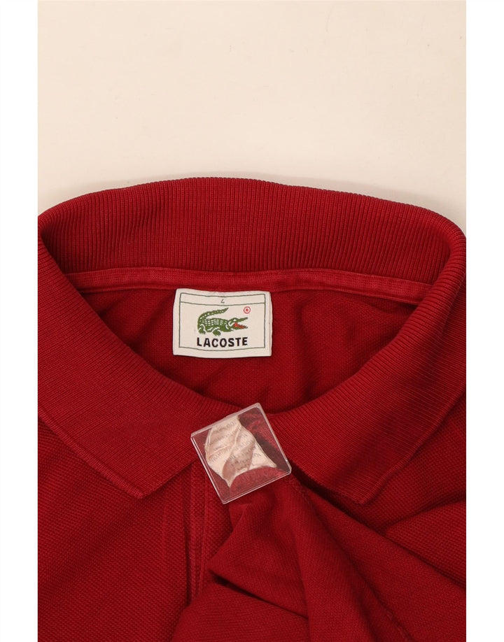 Ανδρικό μακρυμάνικο μπλουζάκι πόλο Lacoste Νούμερο 4 Μεσαίο κόκκινο βαμβακερό