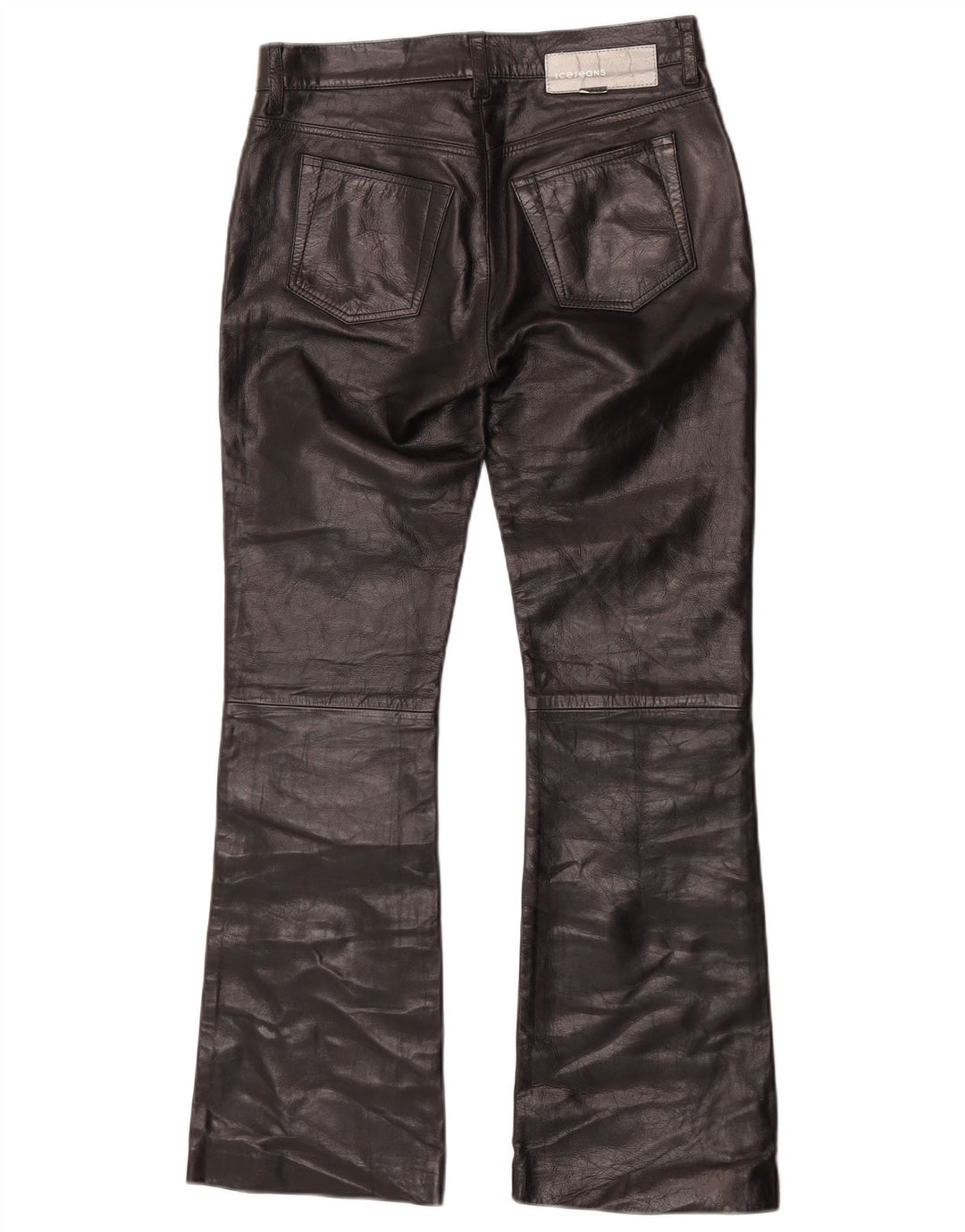 Iceberg Γυναικείο Bootcut Δερμάτινο Παντελόνι W27 L29 Μαύρο Δερμάτινο