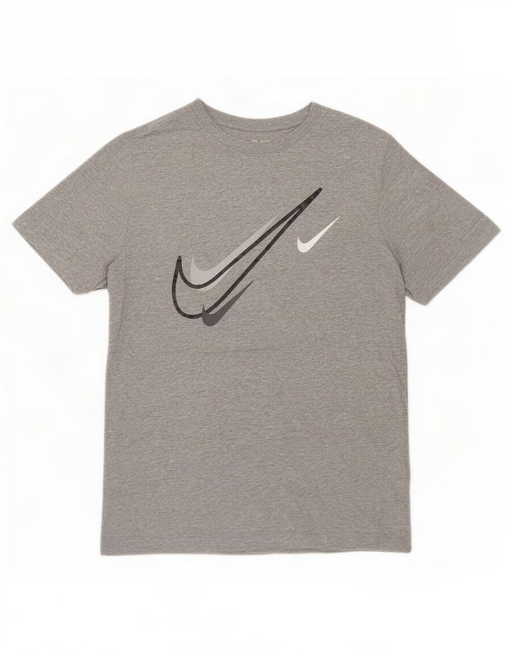 Ανδρικό γραφικό μπλουζάκι Nike, μικρό γκρι βαμβακερό