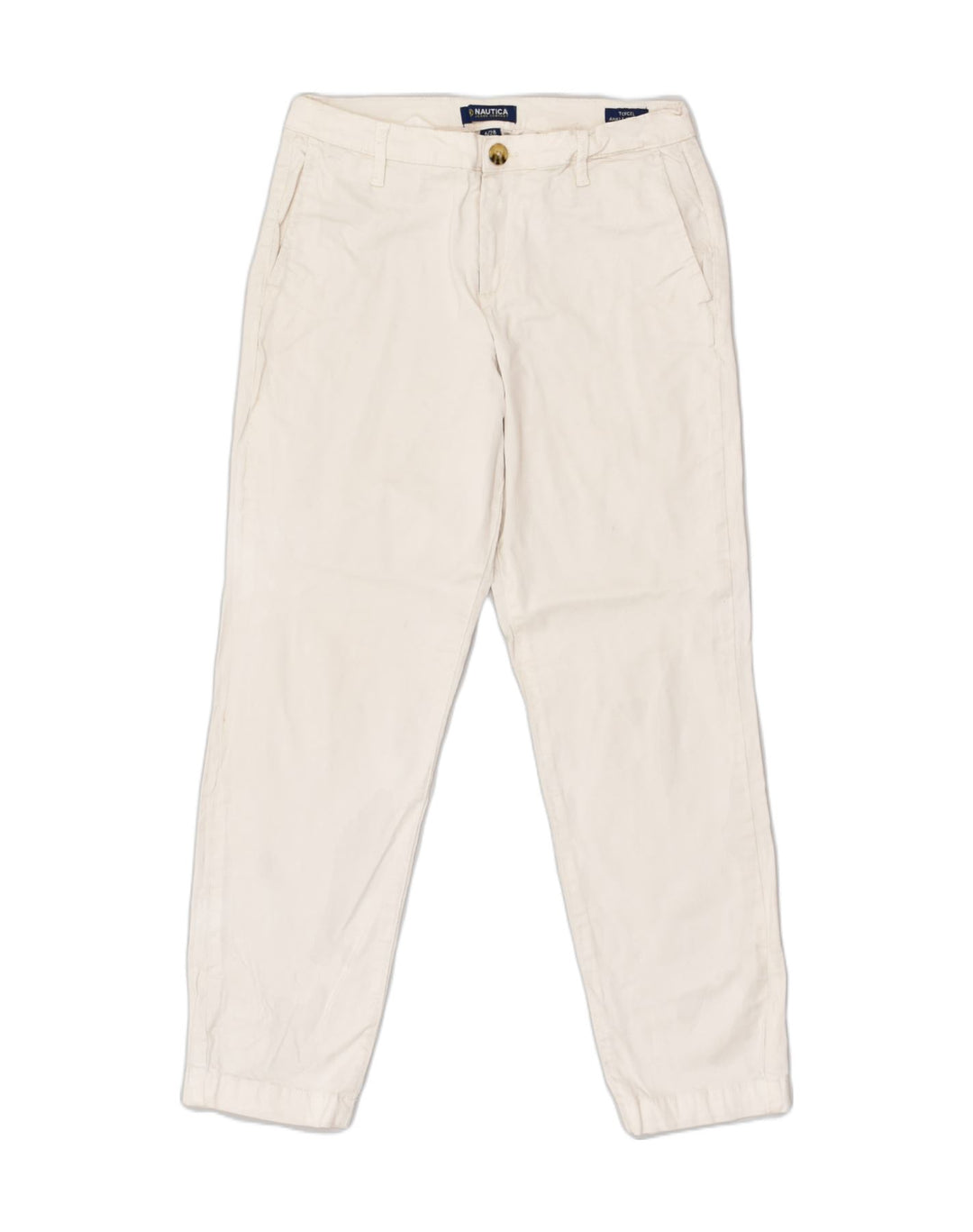 NAUTICA Womens Tapered Chino Trousers US 6 Medium W28 L27 White Tencel | Vintage Nautica | Thrift | Second-Hand Nautica | Used Clothing | Messina Hembry 