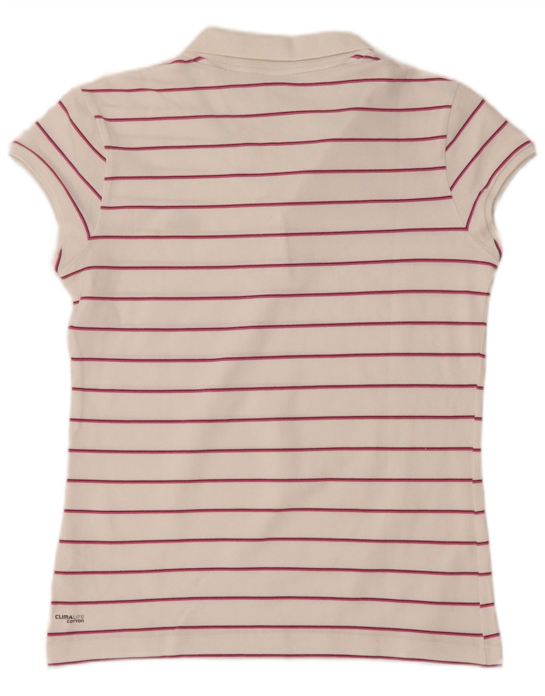 ADIDAS Γυναικείο Clima 365 Polo πουκάμισο UK 16 μεγάλο λευκό ριγέ βαμβακερό