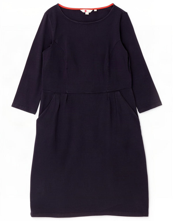 Γυναικείο φόρεμα Boden 3/4 Sleeve Shift UK 12 Medium Navy Blue βαμβακερό
