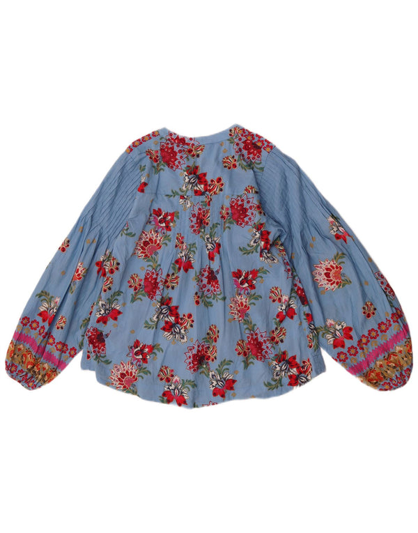 Fat Face Γυναικεία μακρυμάνικη μπλούζα τοπ UK 8 Small Blue Floral Βαμβακερό