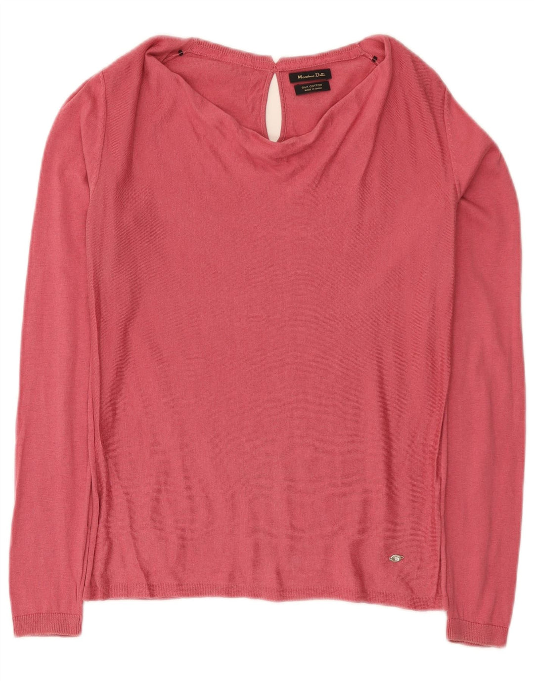 Massimo Dutti Γυναικείο μακρυμάνικο μπλουζάκι UK 12 Medium Pink Silk