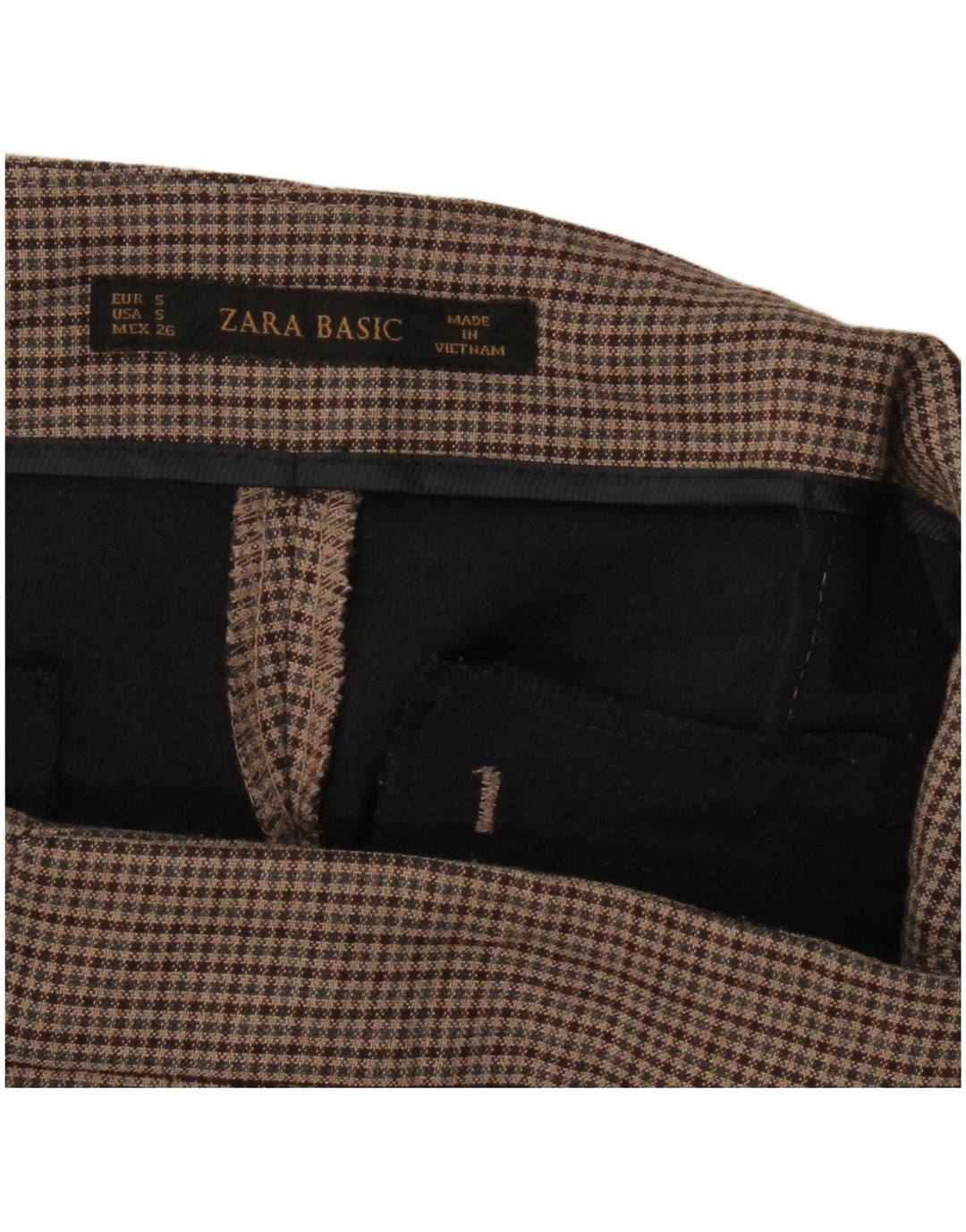 Zara Γυναικείο Slim Casual Παντελόνι Small W26 L28 Brown Check