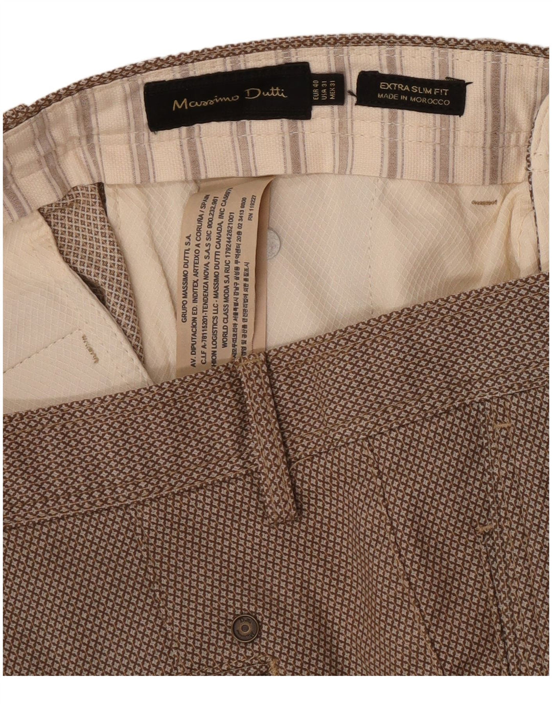 Ανδρικό παντελόνι Chino Massimo Dutti EU 40 Medium W31 L27 Καφέ γεωμετρικό