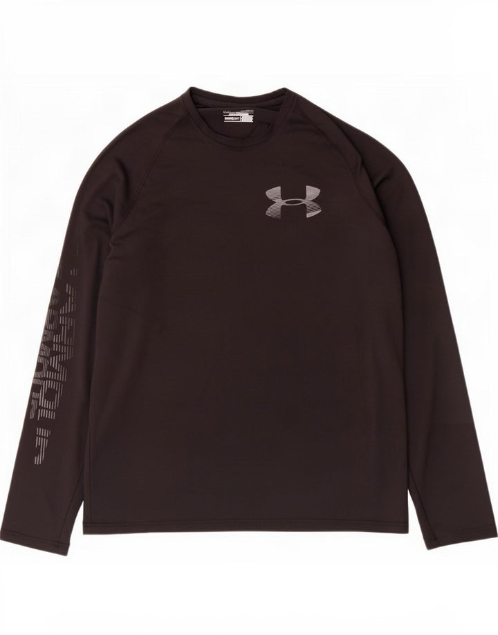 Under Armor Mens Heat Gear Graphic Top Long Sleeve Medium Black Polyester