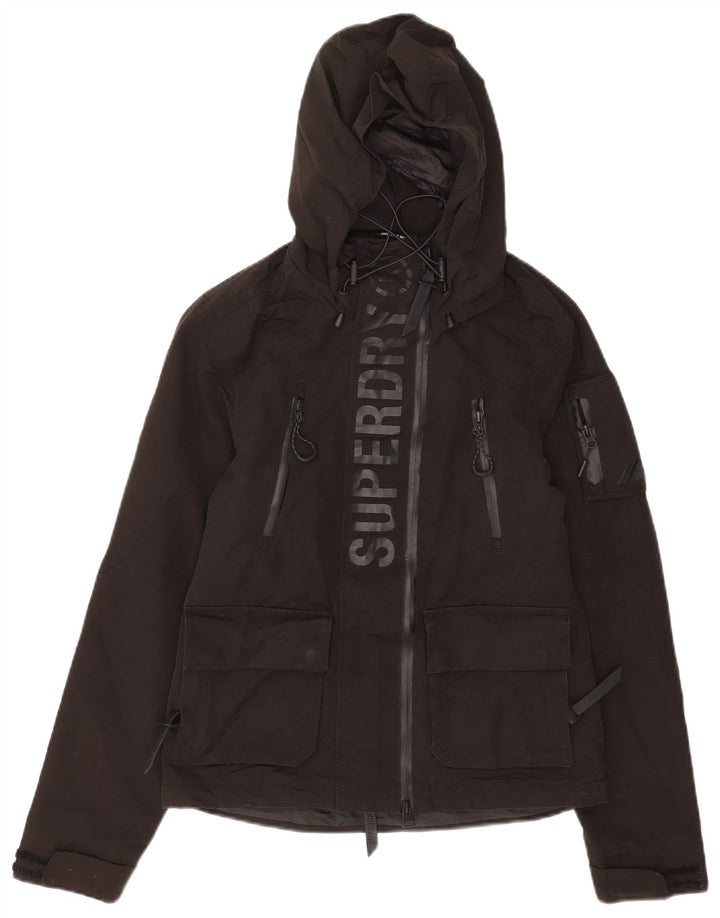 Superdry Γυναικείο μπουφάν βροχής με κουκούλα UK 8 Small Black Polyester