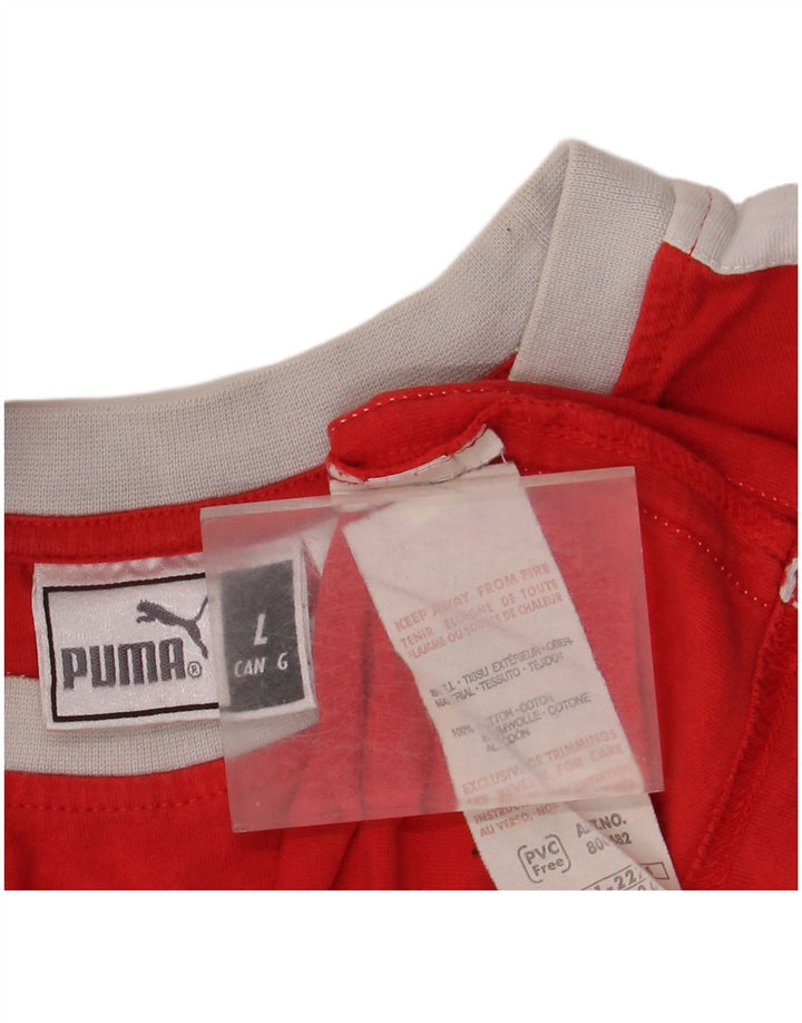 Ανδρικό γραφικό μπλουζάκι Puma Top Large Red Colourblock Βαμβακερό