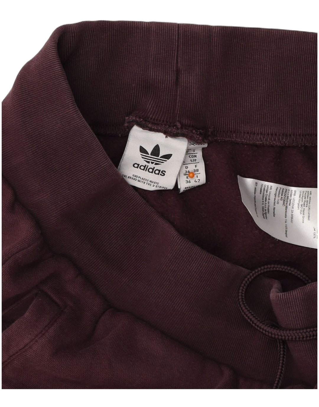 Γυναικεία αθλητική φόρμα ADIDAS Παντελόνι Joggers UK 10 Small μπορντό βαμβακερό