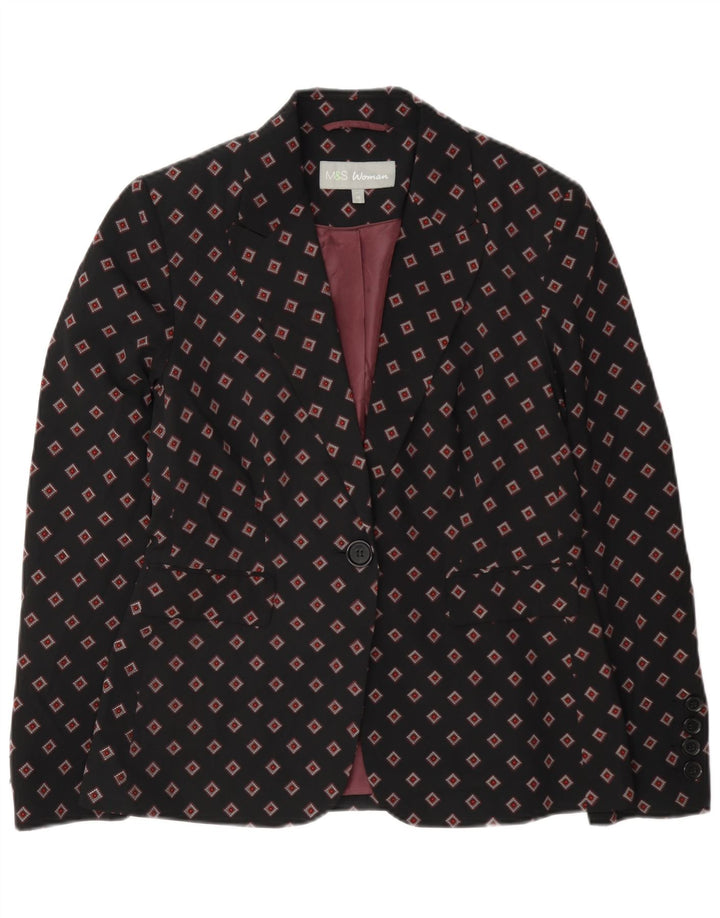 Marks & Spencer Γυναικείο σακάκι 1 κουμπιού blazer UK 10 μικρό μαύρο γεωμετρικό
