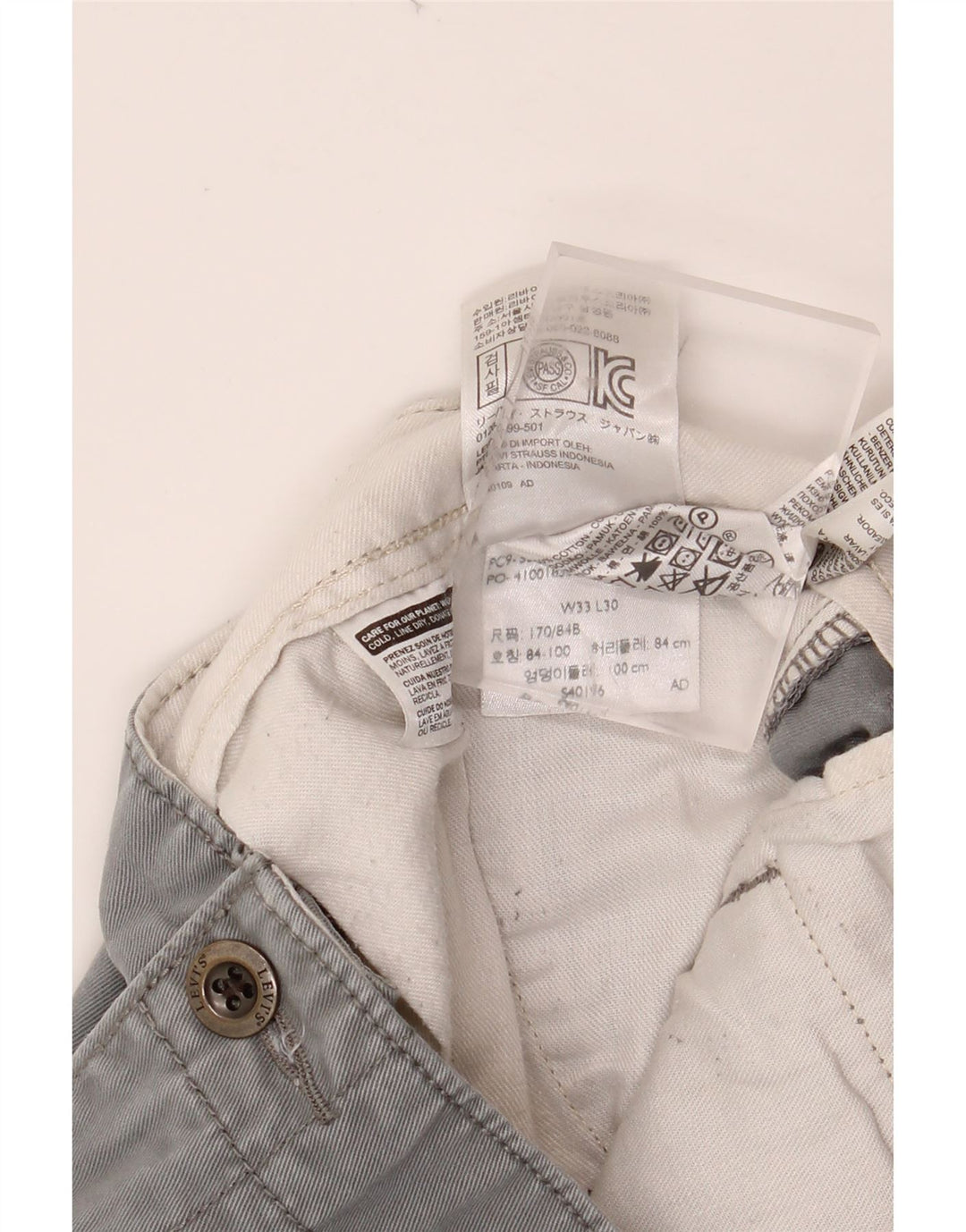 Ανδρικό ίσιο παντελόνι Chino LEVI'S W33 L30 Γκρι βαμβακερό
