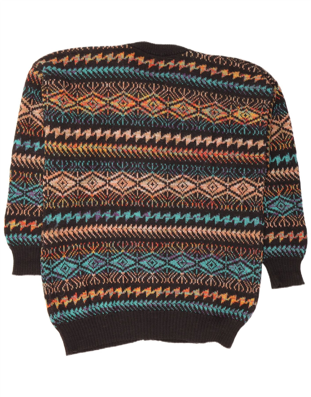 Ανδρικό πουλόβερ με ζακέτα VINTAGE Μεγάλο Μαύρο Γεωμετρικό