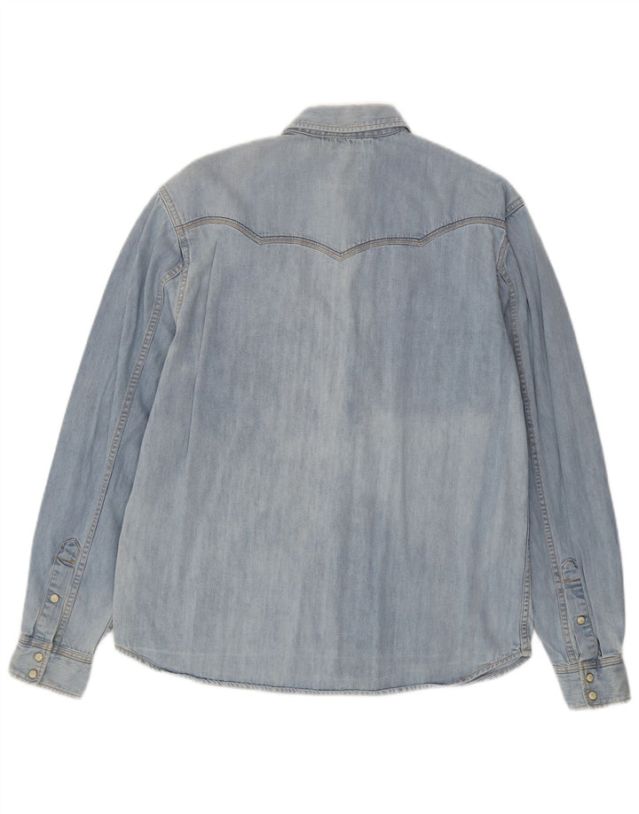 Ανδρικό πουκάμισο WRANGLER Casual Τζιν Μικρό Βαμβακερό