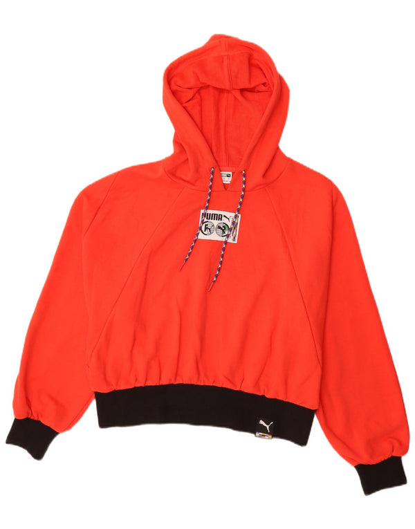 Puma Γυναικείο γραφικό υπερμεγέθου Hoodie Jumper UK 10 Small Red Colourblock