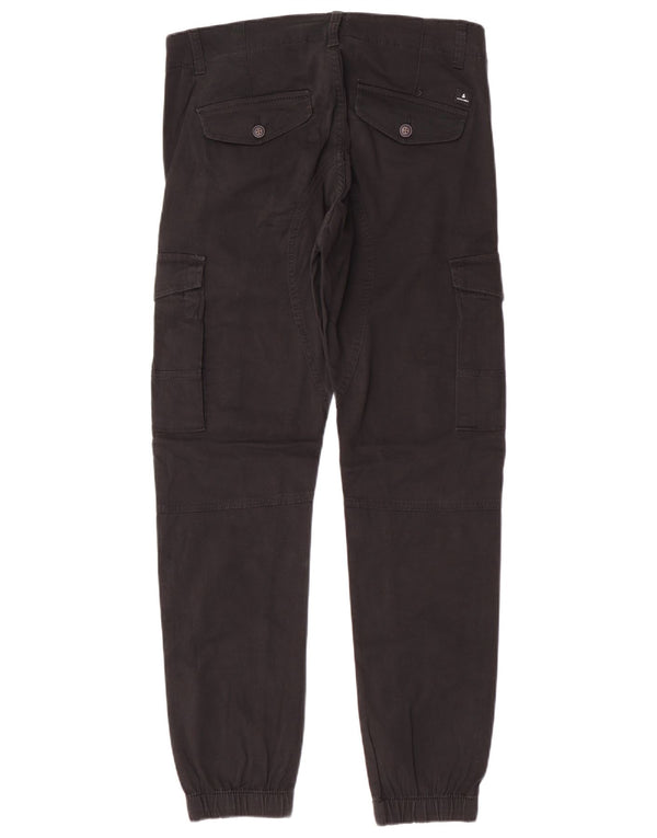 JACK & JONES Ανδρικό κωνικό παντελόνι Cargo W31 L32 μαύρο βαμβακερό Classic