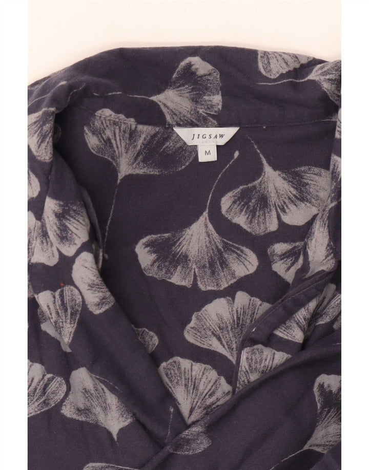Jigsaw Γυναικείο πουκάμισο Oversized Μπλούζα UK 14 Medium Navy Blue Floral